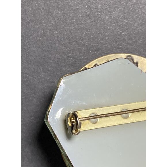 Vintage Artisanal Mirror Glass Rhinestone Brooch Pin Signed CR ‘93 - Picture 9 of 9